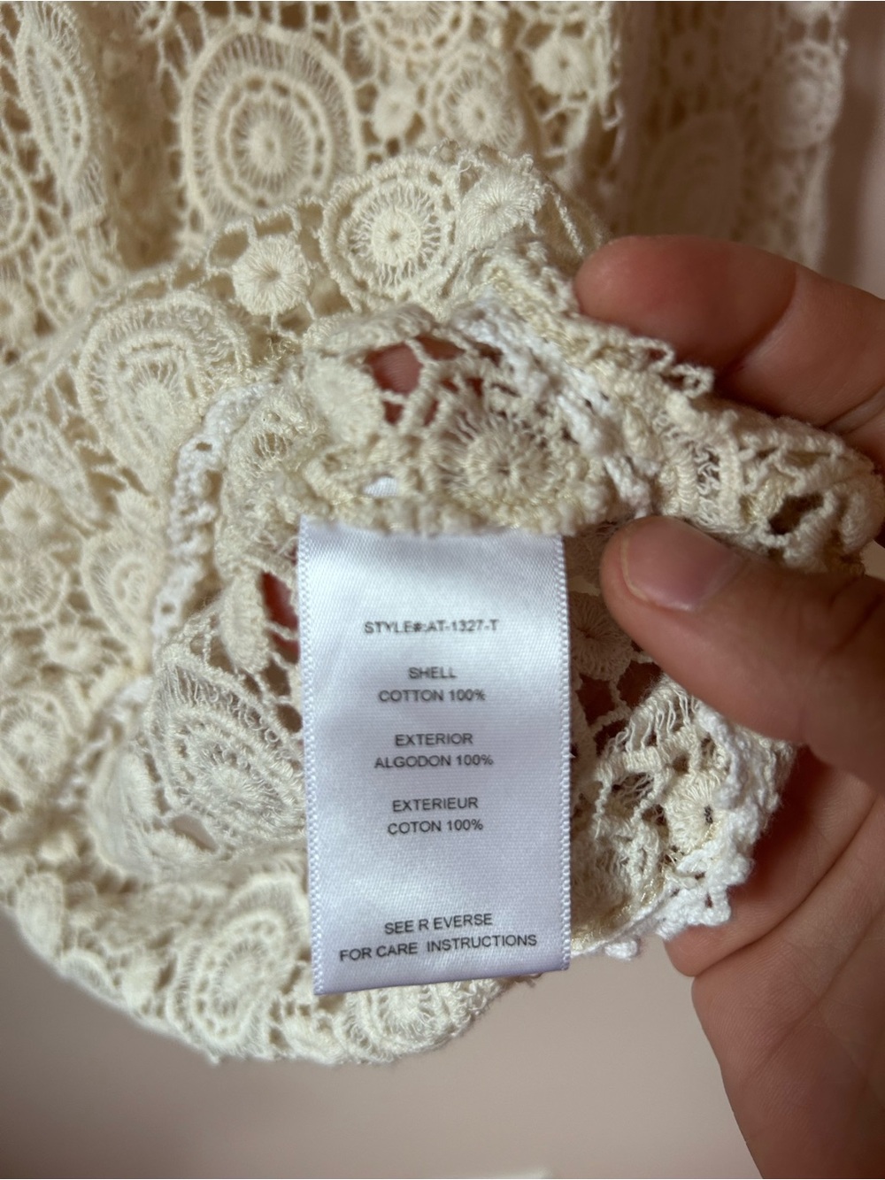 Cotton Lace Crochet Scoop Neck Top in Cream - Picture 4 of 7